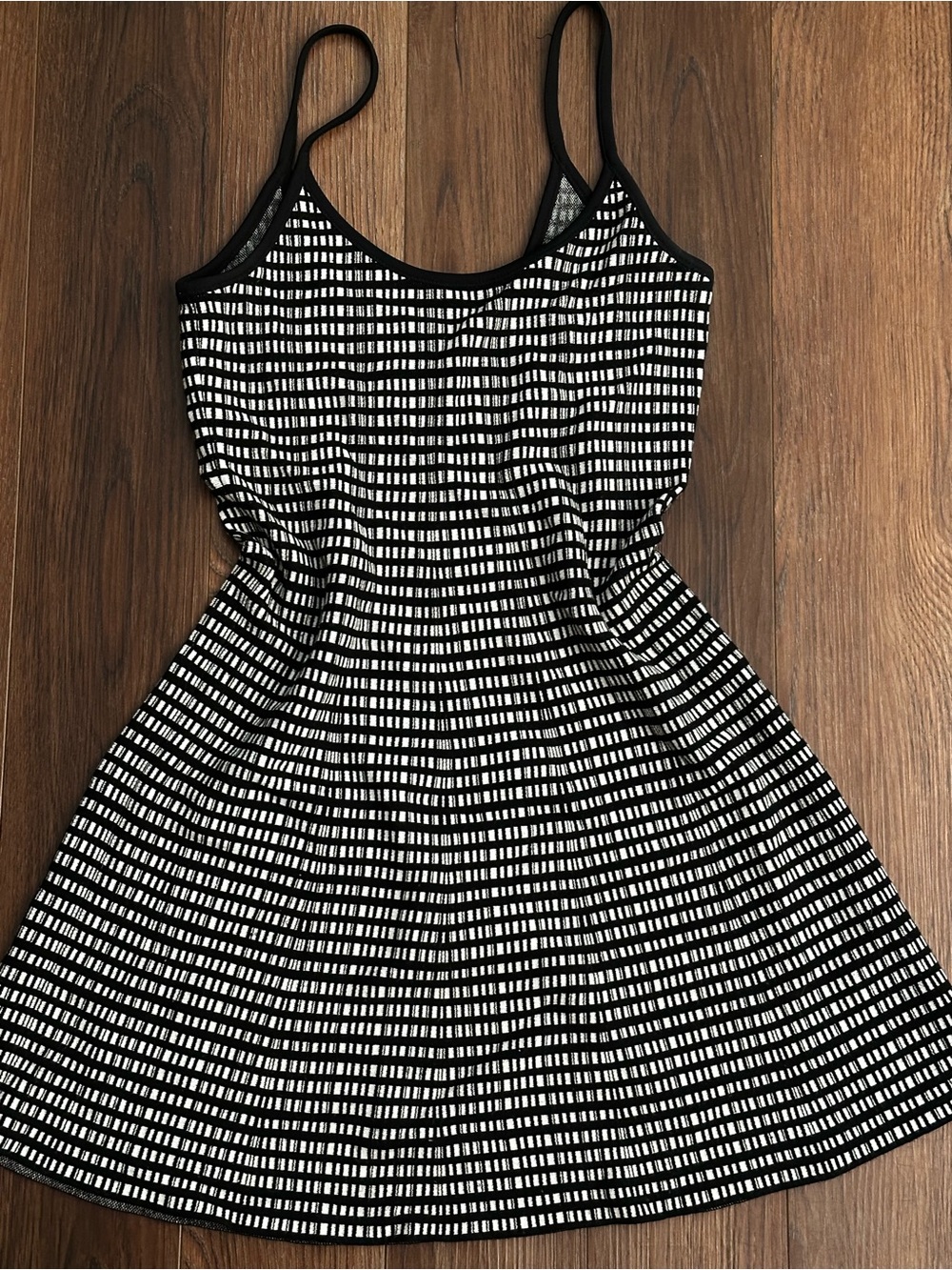 Theory Black and White Grid Spaghetti Strap Mini Dress